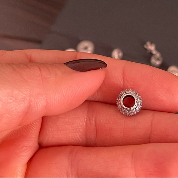 Authentic Pandora Charm Clear Pave Bead Sterling Silver - Picture 3 of 4